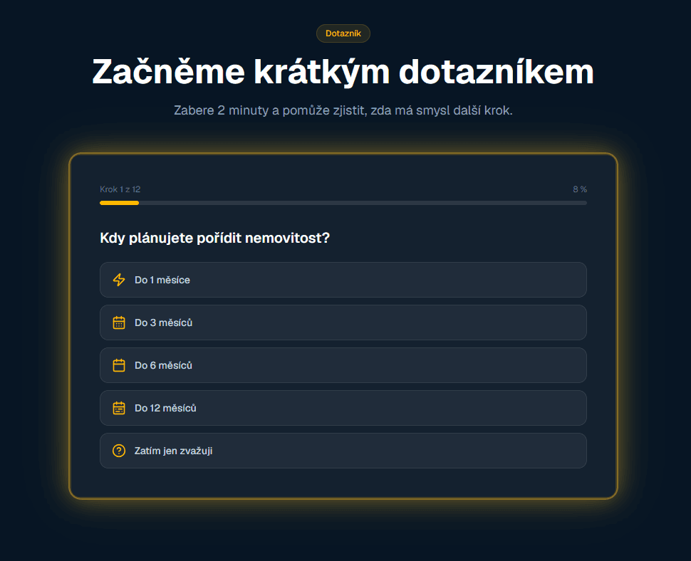 Dotazník funnelu bydlenipromlade.cz